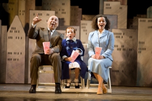 David Adams, Michelle Creber, and Dana Luccock in TUTS' production of Annie.  Photo by Tim Matheson